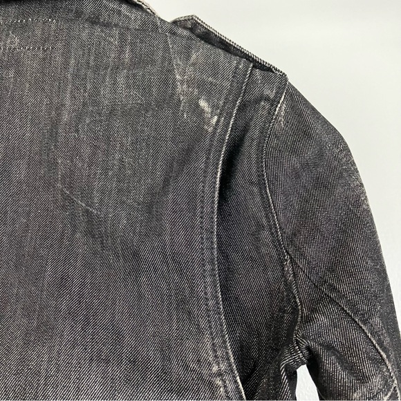 Ralph Lauren Moto Jean Jacket in Distressed Black Denim w/ Zipper Pockets XS - Picture 12 of 16